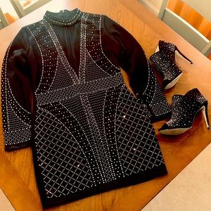 Sparkling Black & Silver Bebe Dress